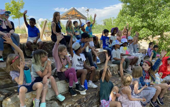 group of students learning outside